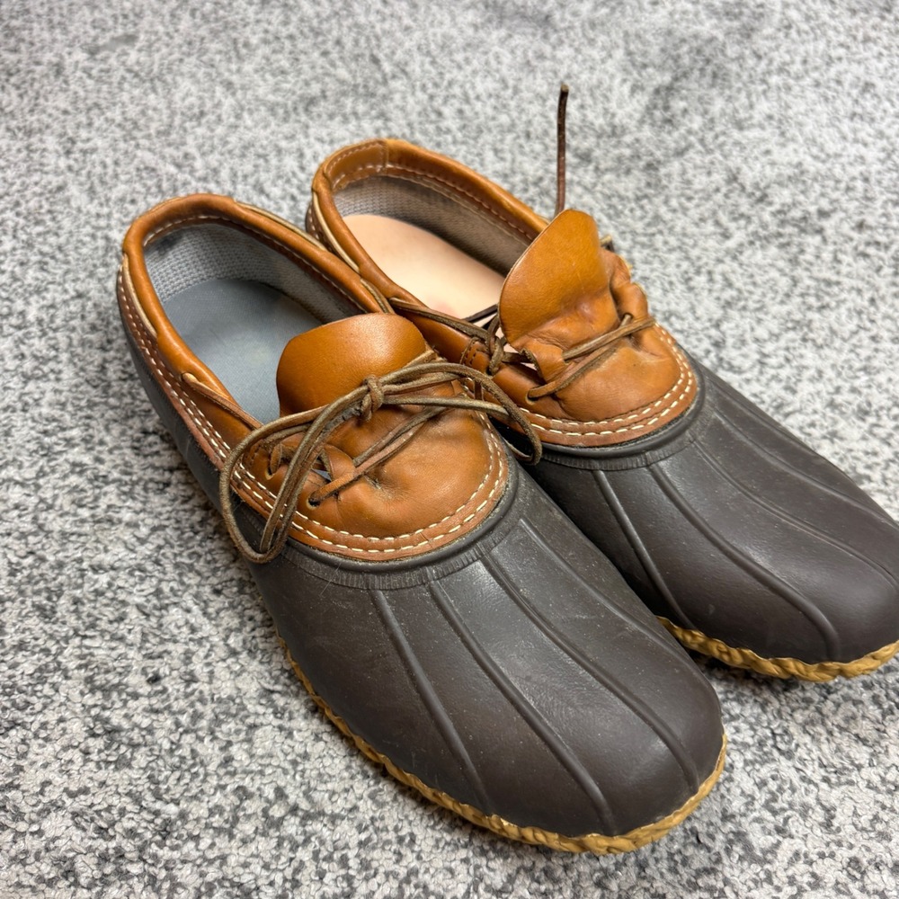 LL Bean Men's 12 Rubber Moc Bean Boots Brown Tan Duck Shoes Outdoor Camping